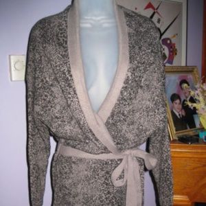 THEME Cheetah Print Cocoon Belted Sweater XS/S NEW